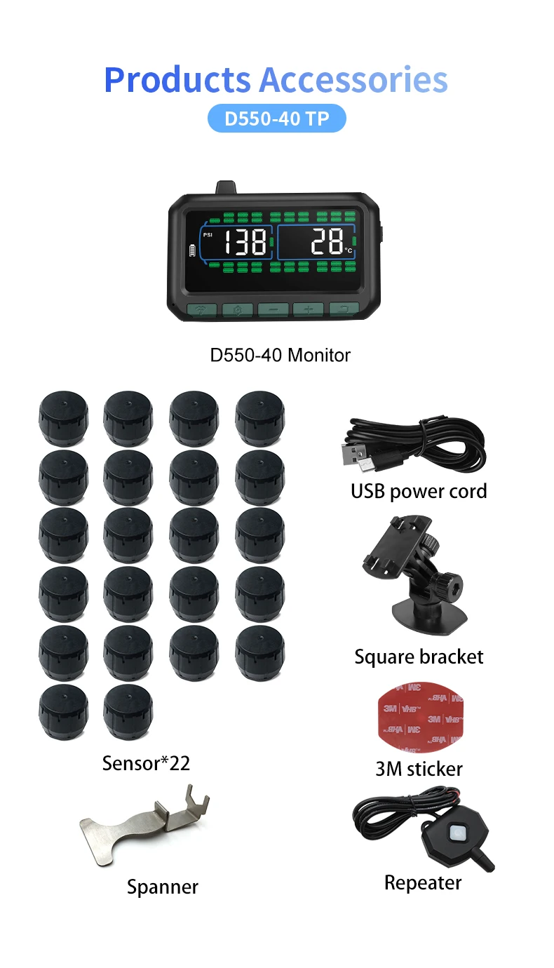 Hot Selling Auto 6 8 12 16 22 Wheel TPMS Android Tyre Pressure Monitoring System Sensor 433.92Mhz Truck RV Tire Pressure Trailer