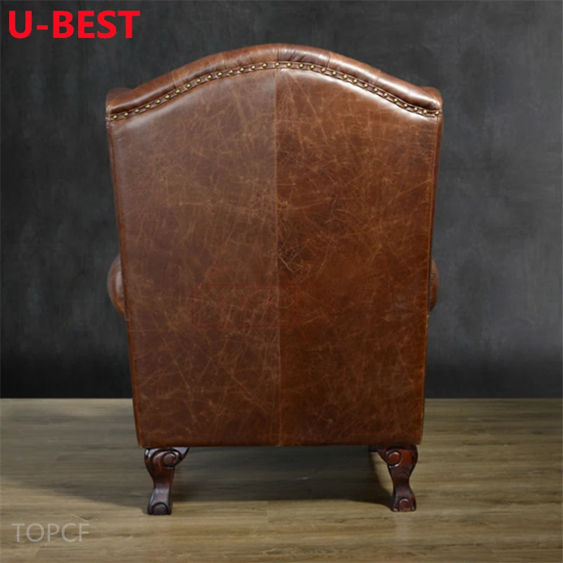 U-Best Leather Chair Living Room Lounge Armchair With Footstool Home Reclining Sofa Chair American Sofa Furniture