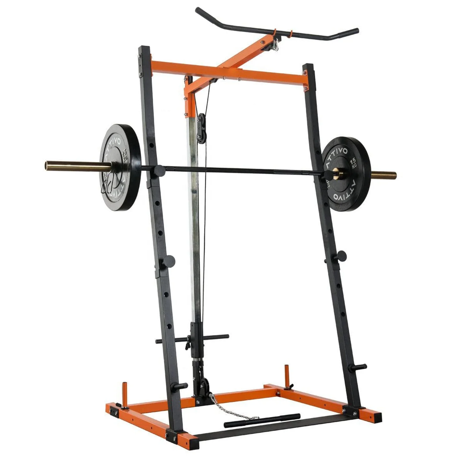 Squat Rack with Lat Pull Down System gym power rack squat cage strength equipment with lat pull down machine