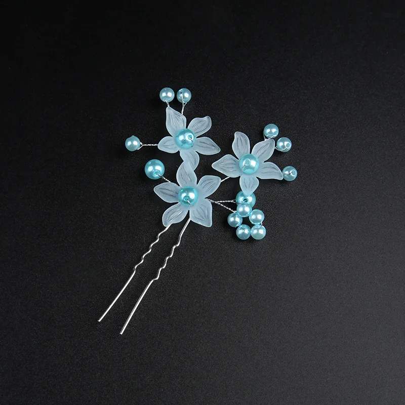 Jiamu Hot Selling Flower Bridal Hair Accessories Colorful Fashion Elegant Handmade Pearl U Shape Hair Pins Factory In Stock