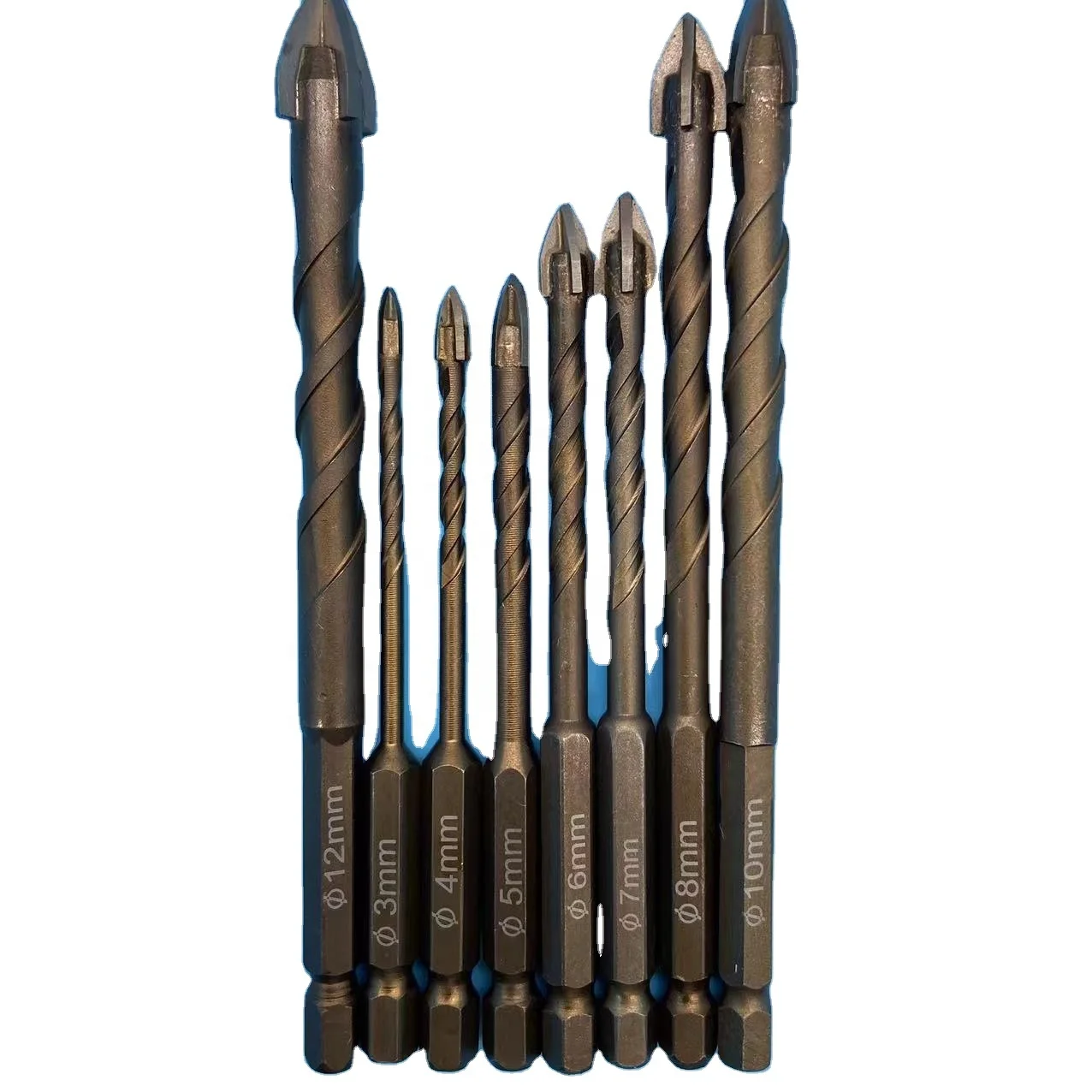 3-12mm Cross Hex Tile Drill Bits Set for Glass Ceramic Concrete Hole Opener Brick Hard Alloy Triangle Bit Tool Kit