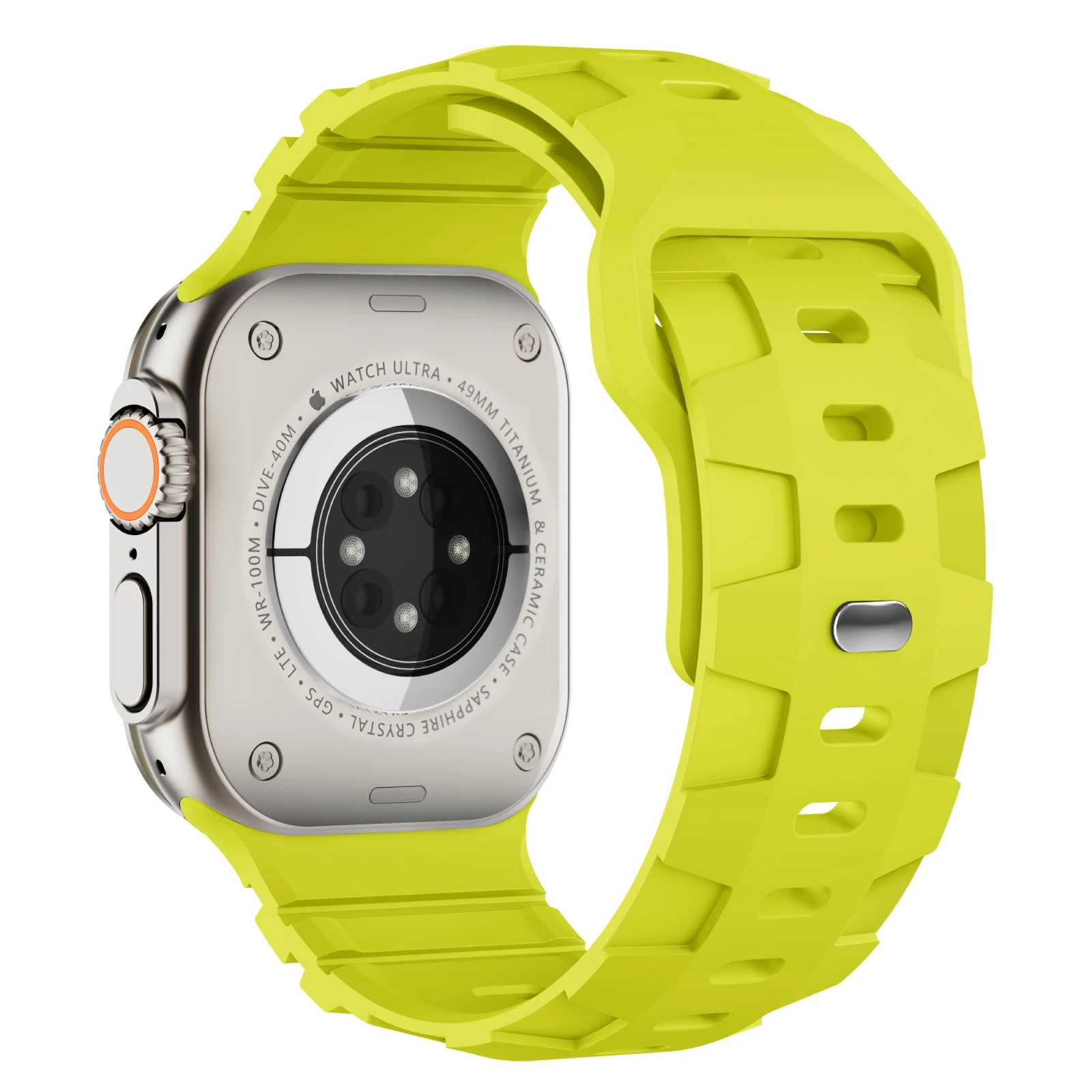 A-S099 Custom Tire Shape Design 26mm Watch Straps Orange Matte Finish Silicone Strap For iwatch Series 9 8 7 41 45mm Ultra 2