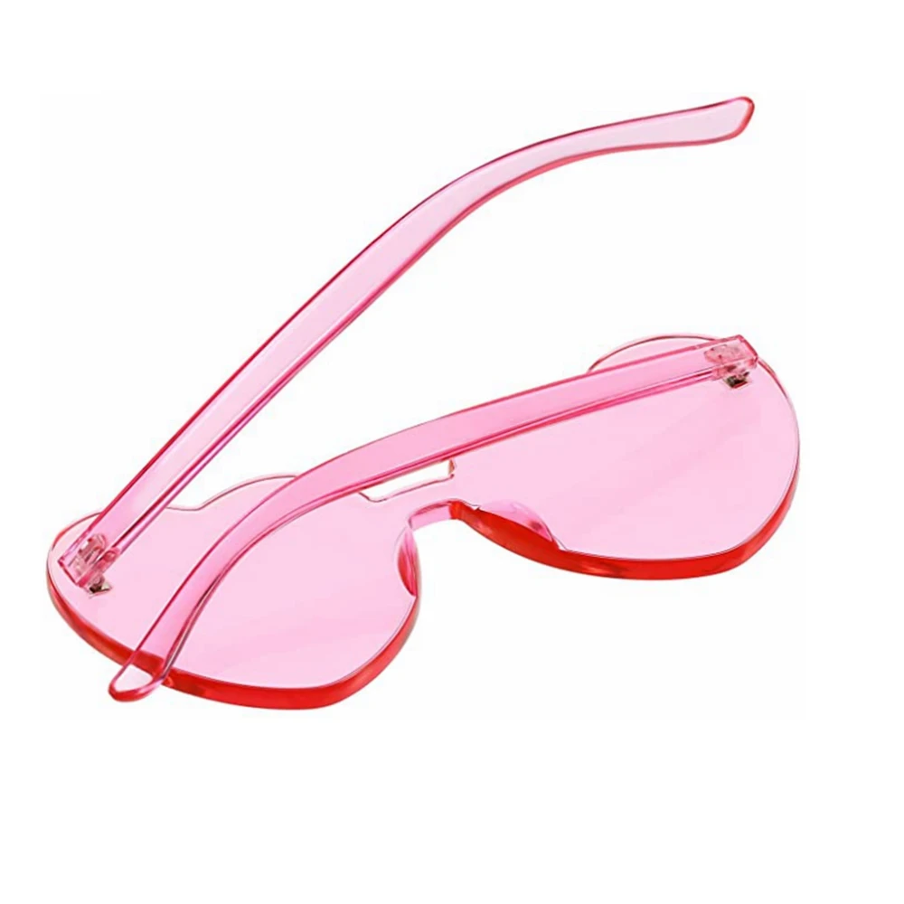 Wholesale uv400 Pink/mix Heart Shape Sunglasses Transparent Candy Color Glasses for Party Cosplay