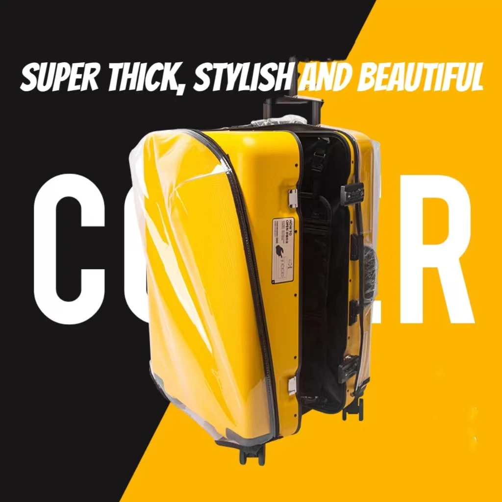 2024 Customizable PVC Suitcase Protective Cover Durable Zipper Waterproof Non-Removable Design Letter Pattern Luggage Covers