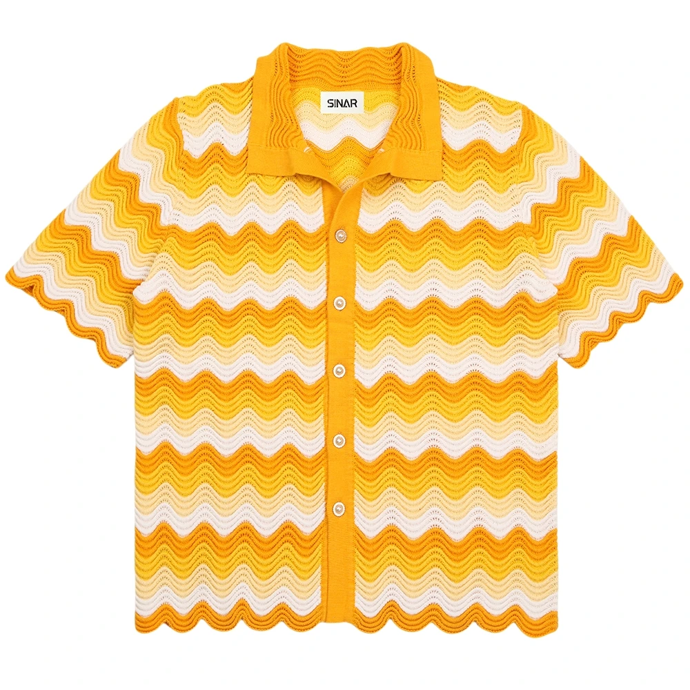 Custom LOGO OEM & ODM Men Sweater cardigan knitwear hollow out Knitted men Summer Short Sleeve knit sweater