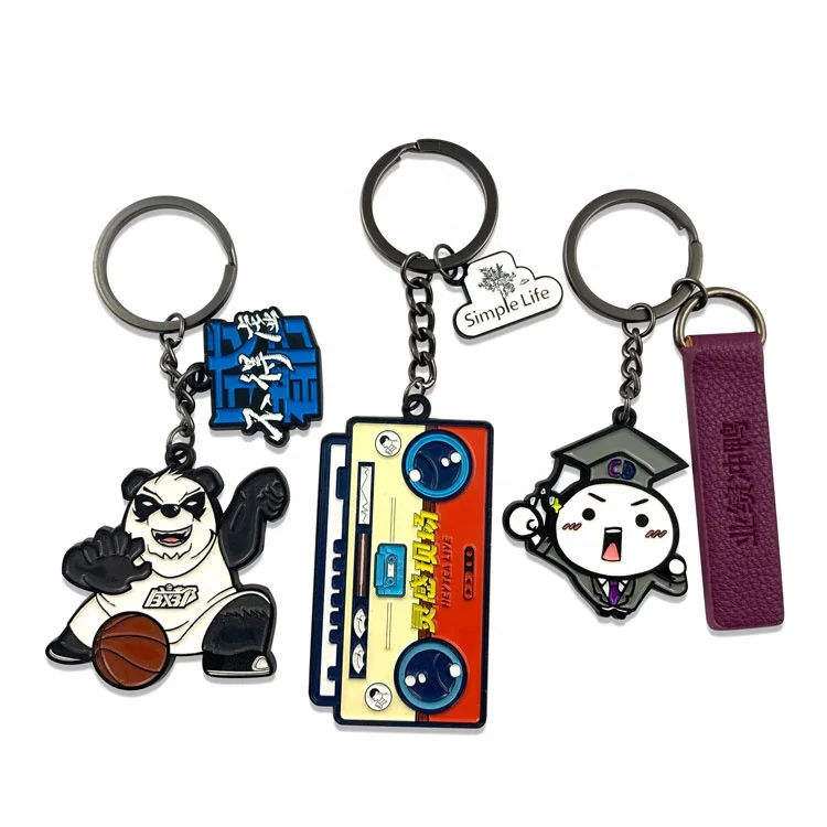 Custom 2D 3D effect metal keychain with engraved or embossed cute cartoon character photo on it