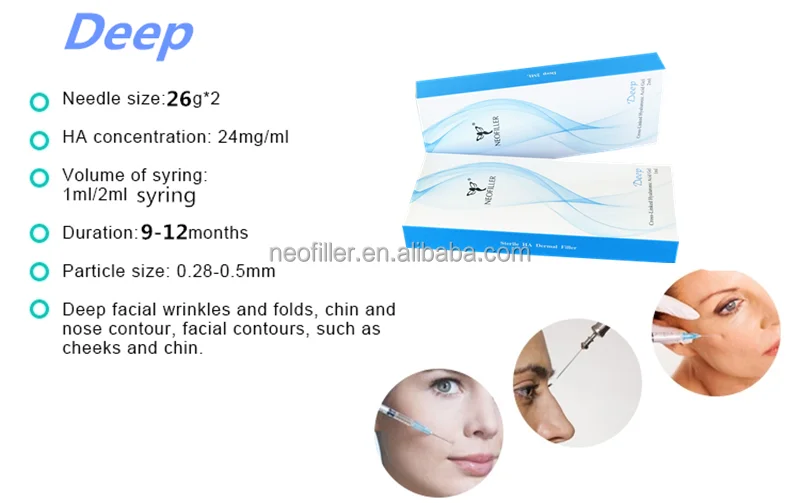 High quality medical grade 2ml lips face derm hyaluronic acid