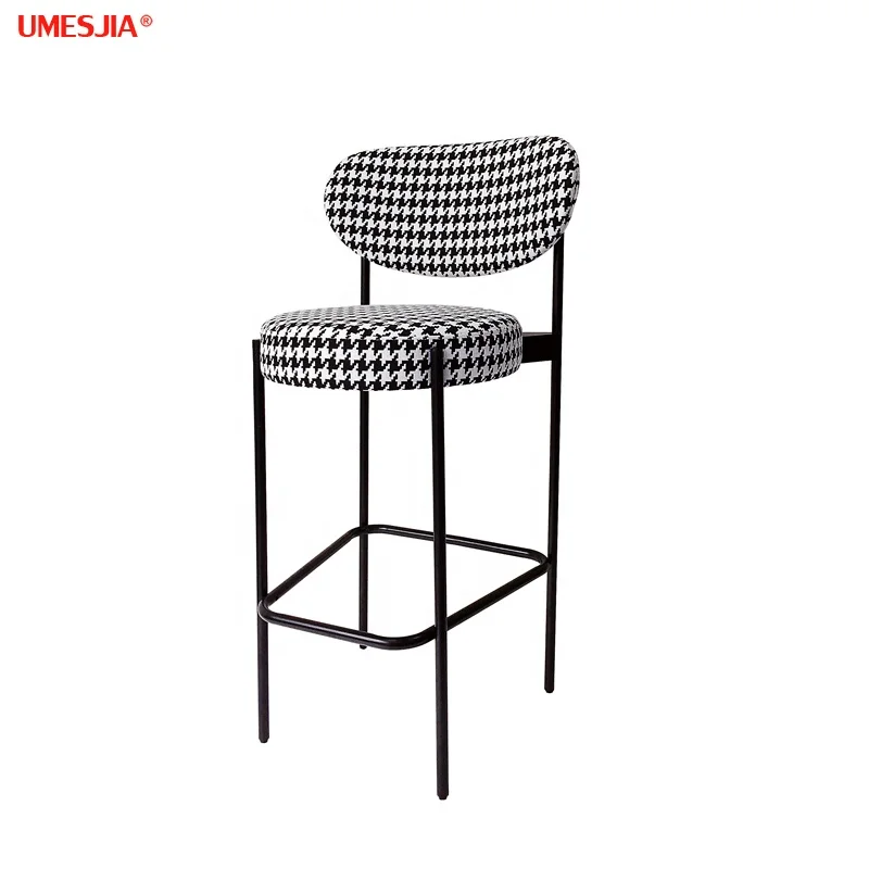 Modern Bar Furniture  Denmark Velvet  Iron Bar Stool  Fully upholstered bar stool with painted metal frame