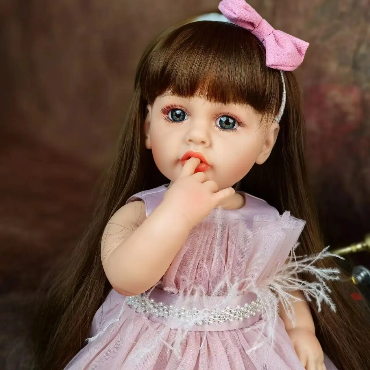 Reborn dolls silicone newborn baby girl luxury dress 55cm full silicone body baby toy for children christmas gift