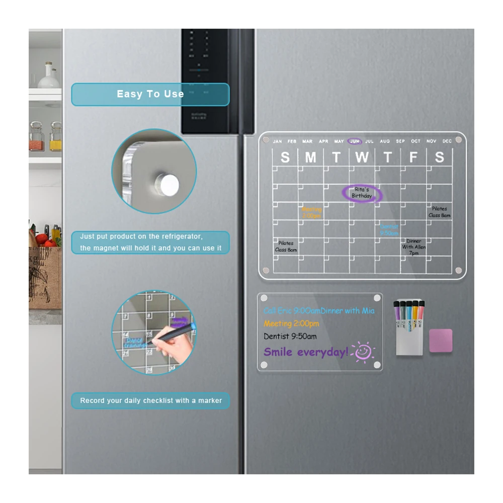 Горячая Распродажа индивидуальная оптовая продажа ежемесячный ЕЖЕНЕДЕЛЬНЫЙ КАЛЕНДАРЬ ежедневник магнитная доска для холодильника акриловая сухого стирания