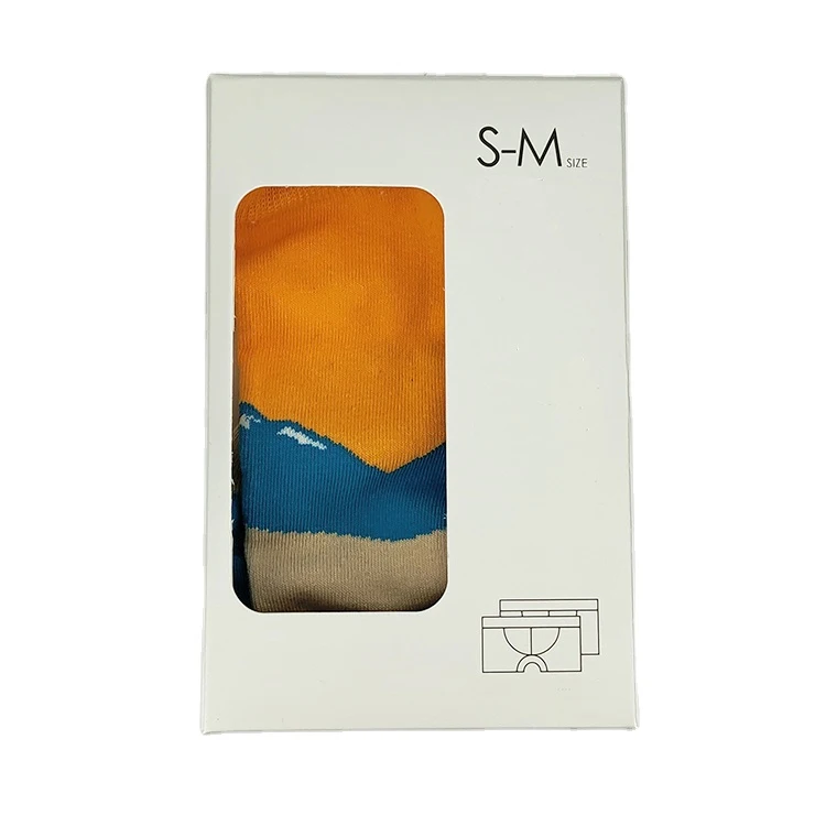 Custom printed logo cardboard rectangle gift box for packaging cosmetic underwears with PVC window