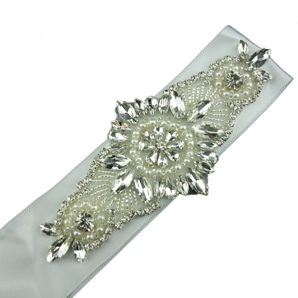 high quality clear crystal sash belt rhinestone and pearl bridal trim for lady wedding belt bridal dress bridesmaid dress