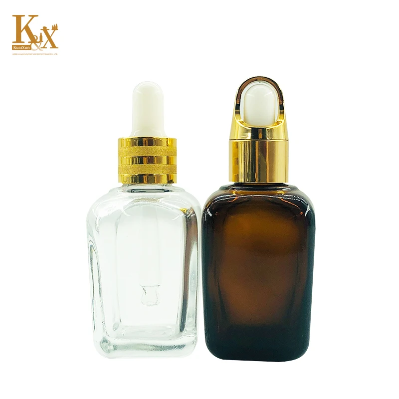 2024 modern label printing 1 ounce 50ml glass thick bottom large dropper bottle with silicone lid