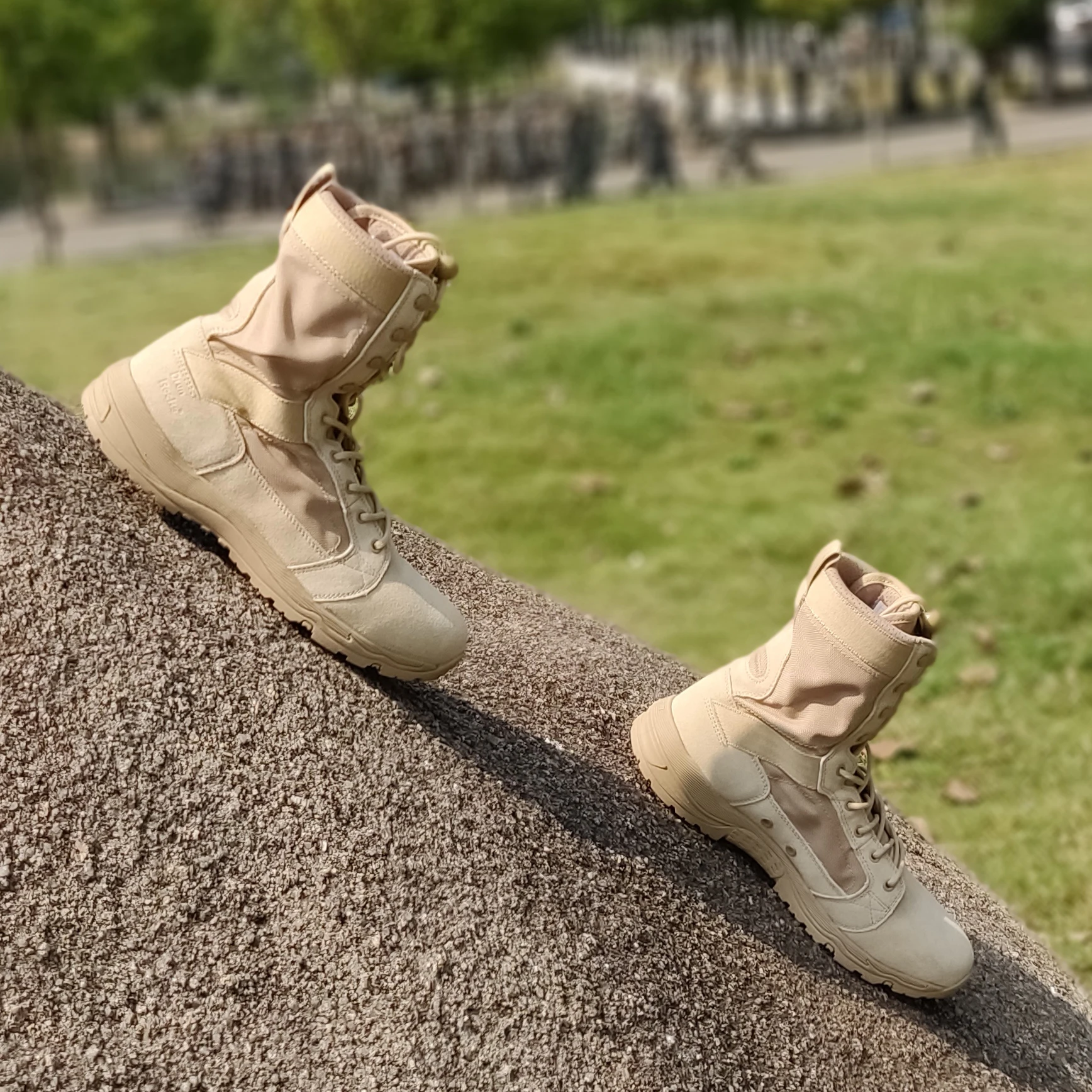 black sand color leather outdoor military army police walking hunting men combat tactical boots