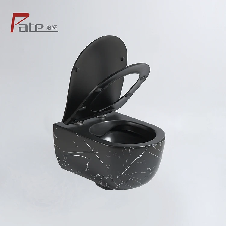 Wholesale washroom wc easy clean sanitary ware wall mounted inodoro bathroom marble pattern color wall hung ceramic toilet