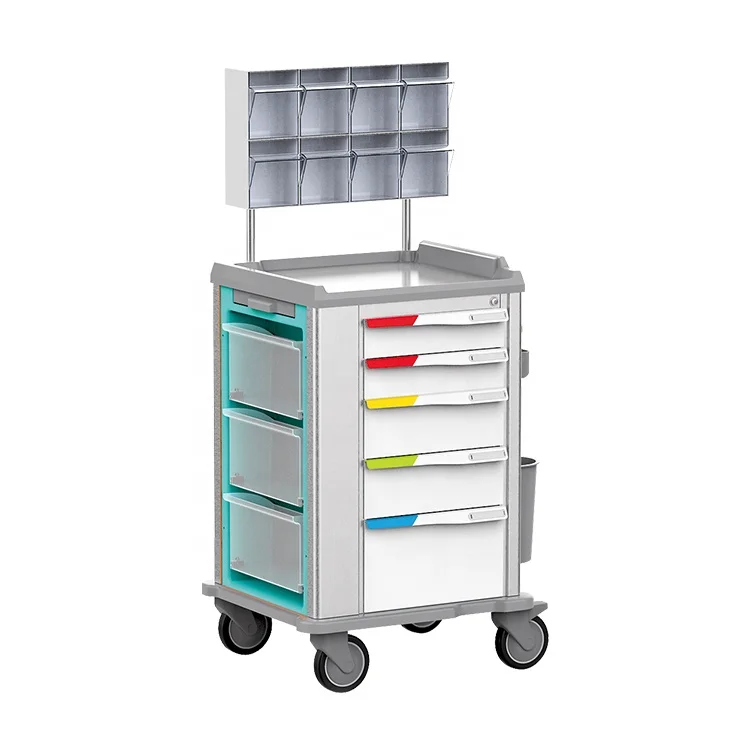Factory Direct Selling ABS Anesthesia Trolley Cart Medical Emergency Cart Instrument Medicine Trolley