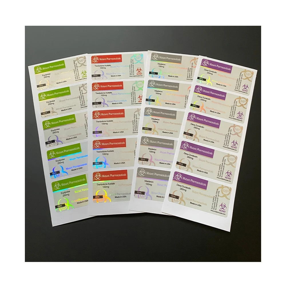Custom new design Tren Ace Sust labels hologram foil 10ml injection vial label vials label and box