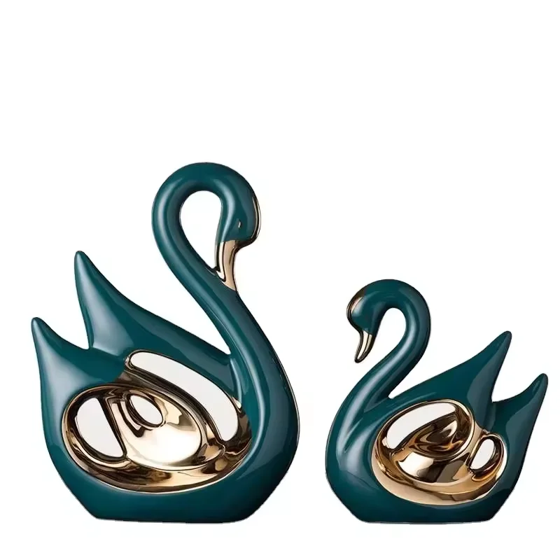 Luxury design sense couple swan wine glass ceramic vase wine cabinet office living room desktop decoration