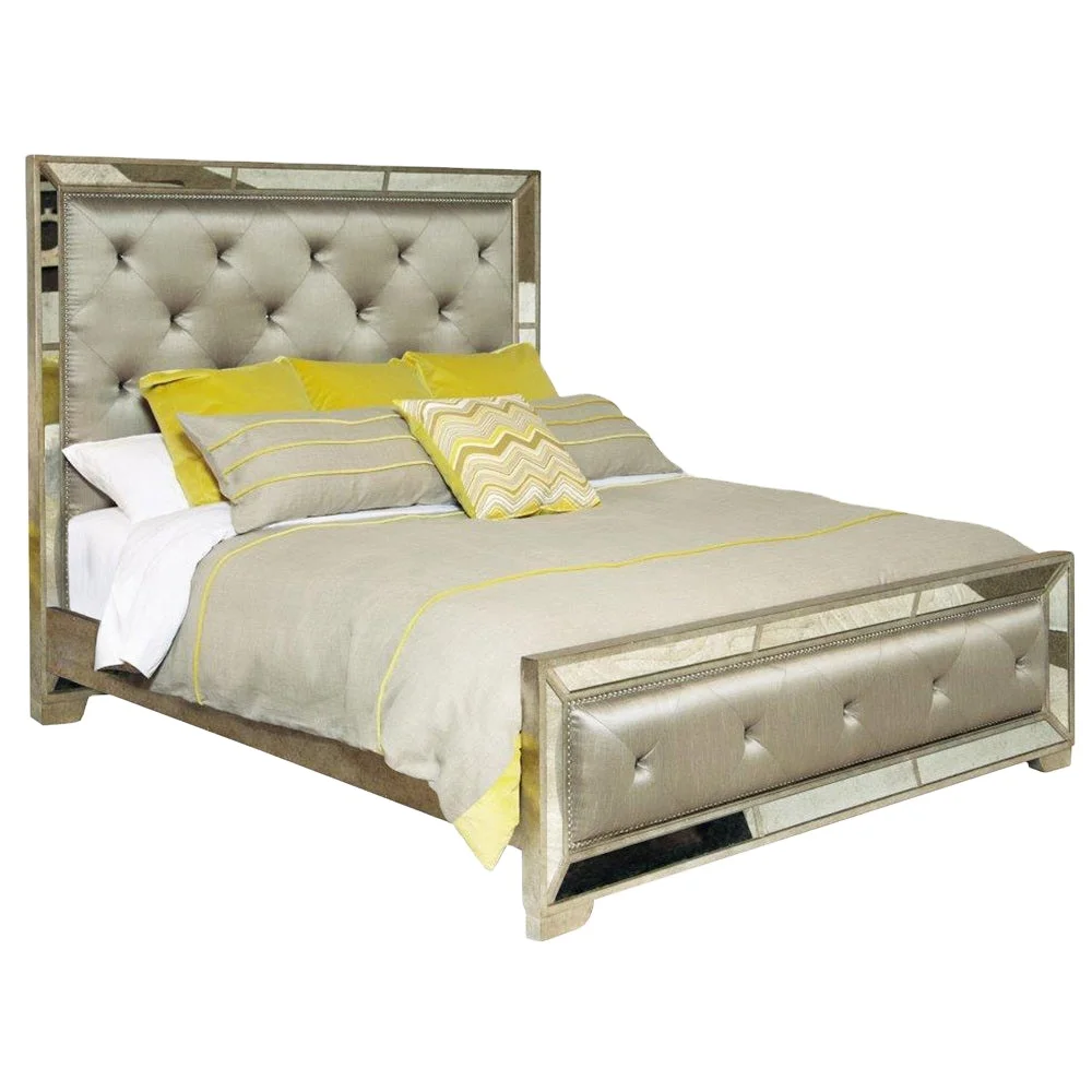 Зеркальная мебель по оптовой цене роскошный зеркальный комплект кровати для дома гостиницы спальни