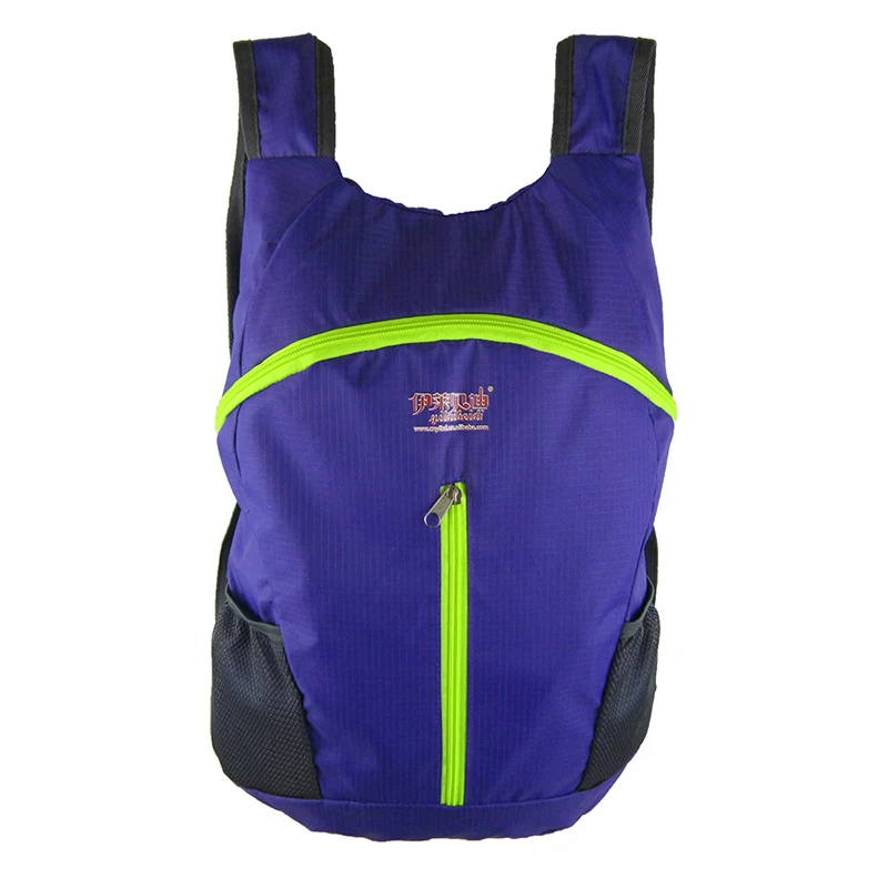 Recycled PET Fabric RPET Reusable Polyester Folding Foldable Eco Backpacks With Vertical Zipper Pouch