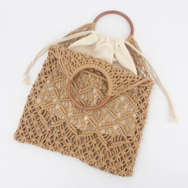 Luxury Straw Designer Handbag Shopping Knitted Handmade Bags 2021 Women Handbag Set Wholesale Beach Straw Bag