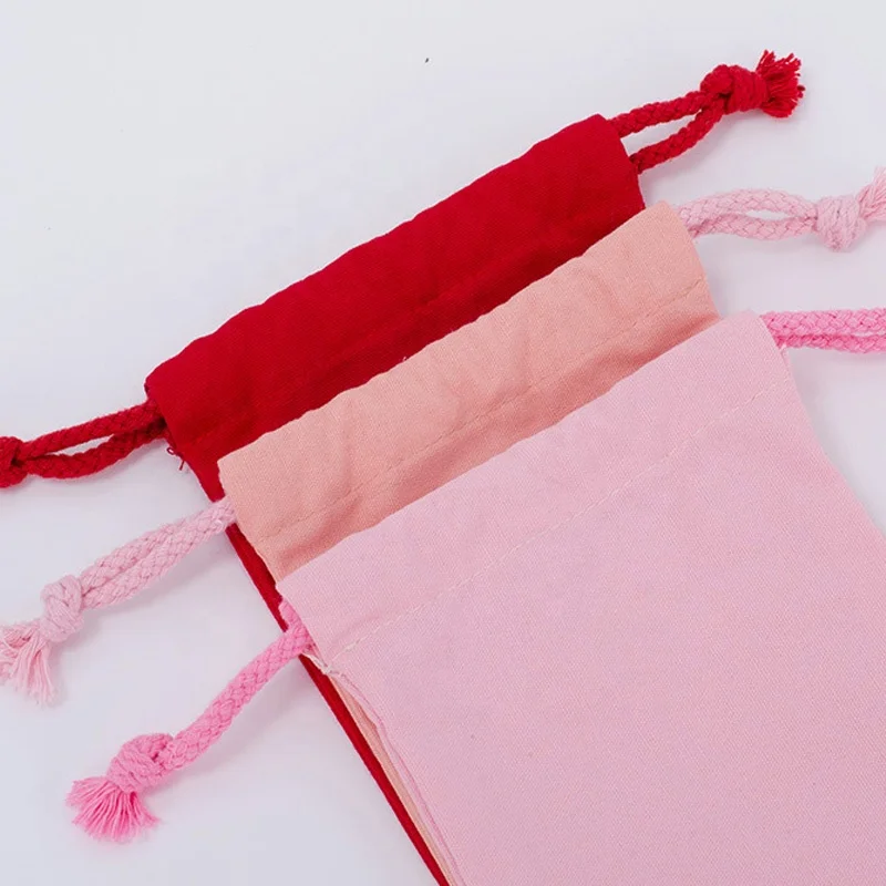 Eco Friendly Custom Logo  Storage Large Colorful %100 Cotton Bag For Toys Double String Pouch For Clothing Dust Bag For Socks