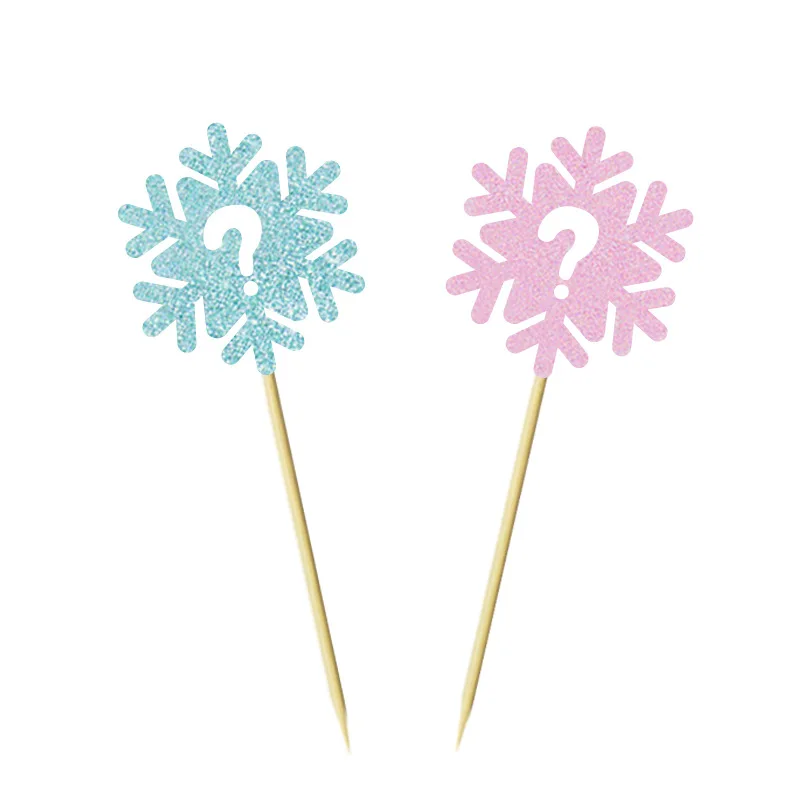 Snowflake Question Mark Cupcake Toppers Glitter Winter Snowflake Gender Reveal Cupcake Pick Decorations for Party Decorations