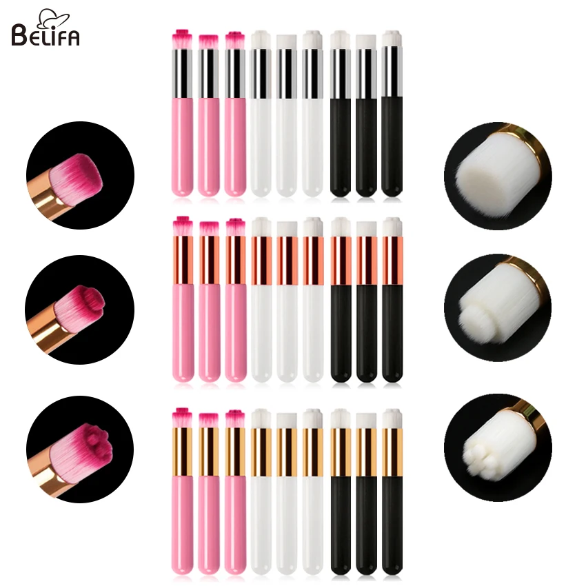 Wholesale private label lash shampoo foam cleanser reusable white rose gold wooden handle eyelash extension cleaning brush