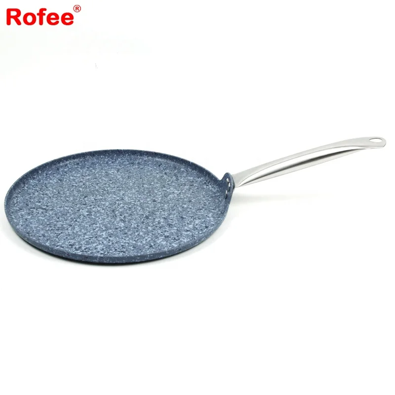 popular upscale new 3 layers granite coating induction base stainless steel stay-cool handle crepe pizza frying pan