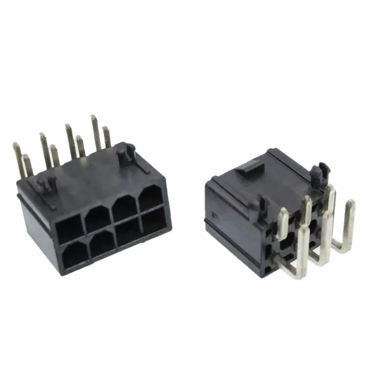 ATX Molex Connectors Black Color ATX Power WTB 2-24 Pin 4.2mm Pitch 90 Degree 2*4 Female 8 Pin PCI-E Connector