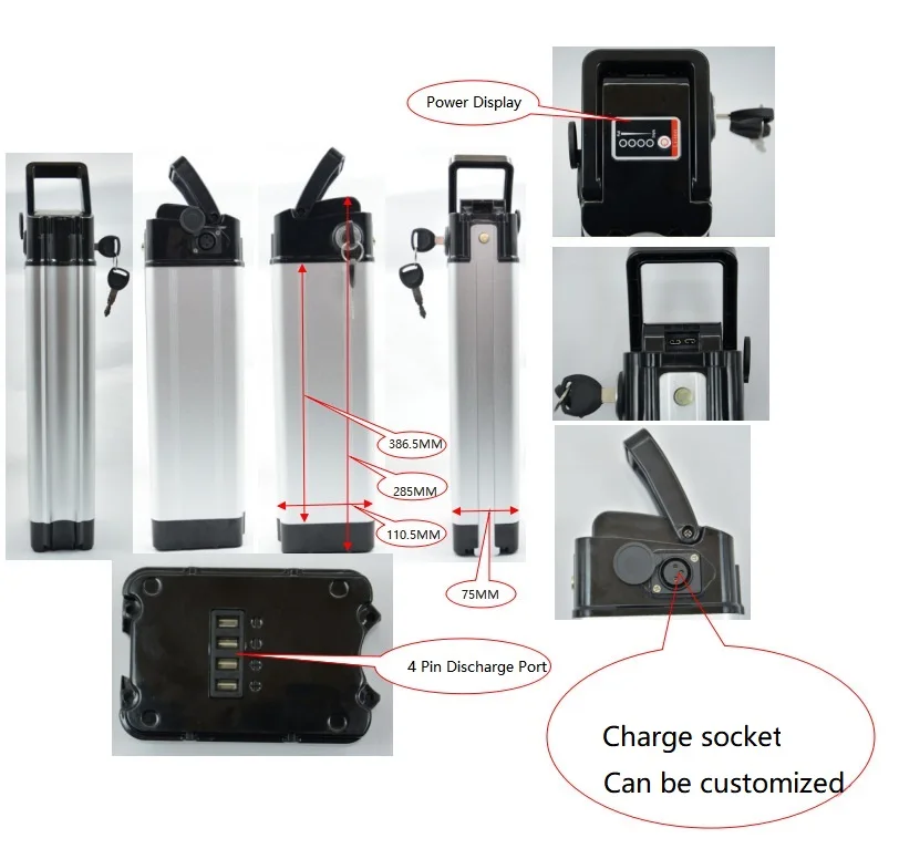 Folding eBike Frame Lithium Battery Pack 36volt, Electric Bicycle Accessories 36V 21AH E bike Battery for Bicycle