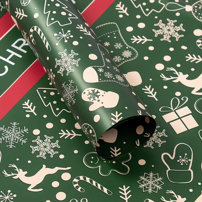 Customized Christmas Pattern Opaque Flower Wrapping Paper for Gifts DIY Waterproof Floral Bouquet Wrapping Film for Fresh Flower
