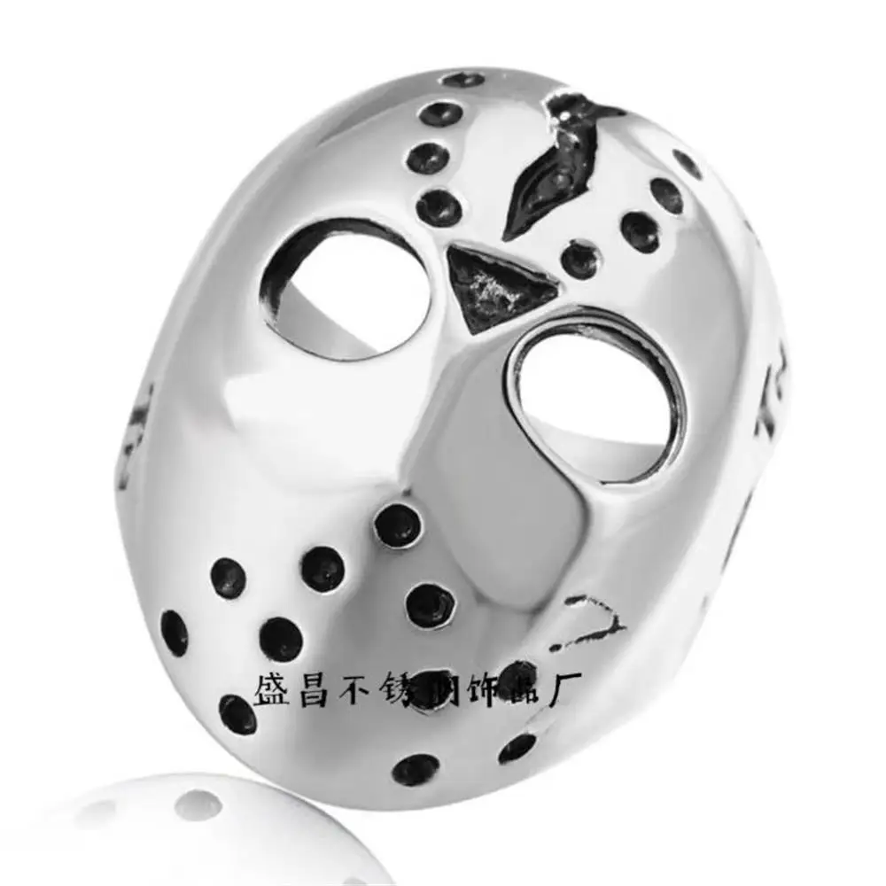 
Hot Sale Trendy Unique Design Male Domineering Smooth 13 Mask Titanium Mens Steel Ring For Men  (1600209543915)