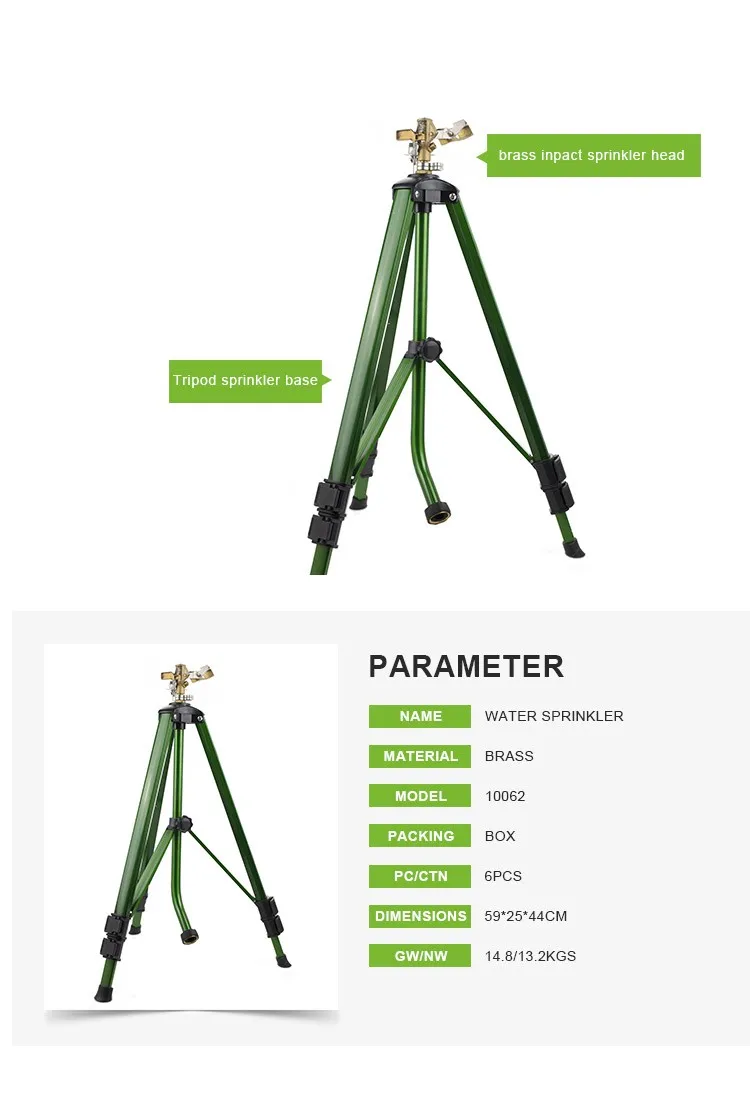 360 Gear Drive Rotary Lawn Agriculture Farm Sprinkler Impact Impulse Water Irrigation with Spike Garden Metal Green Long Pcs YOD