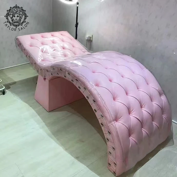Leather Facial Massage Bed Modern Curve Lash Bed for Beauty Salon