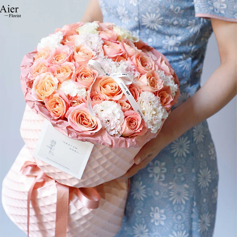 Aierflorist Three-dimensional relief flower wrapping paper ice cream cone bouquet wrapping paper materials