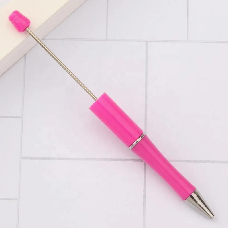 Popular Creative Focal Rhinestone Bead Pens Promotion DIY Silicone Beads And Charms Ballpoint Pen With Custom Print Logo