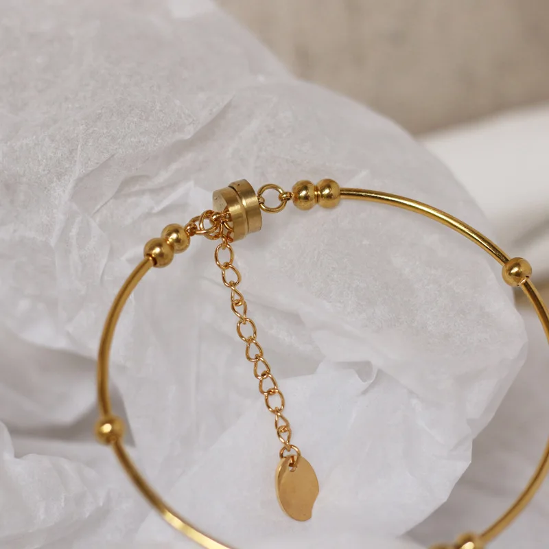 New Arrival Fashion Stainless Steel 18k Gold Plated Bracelets Pearl Bangles Charm Bracelet For Women