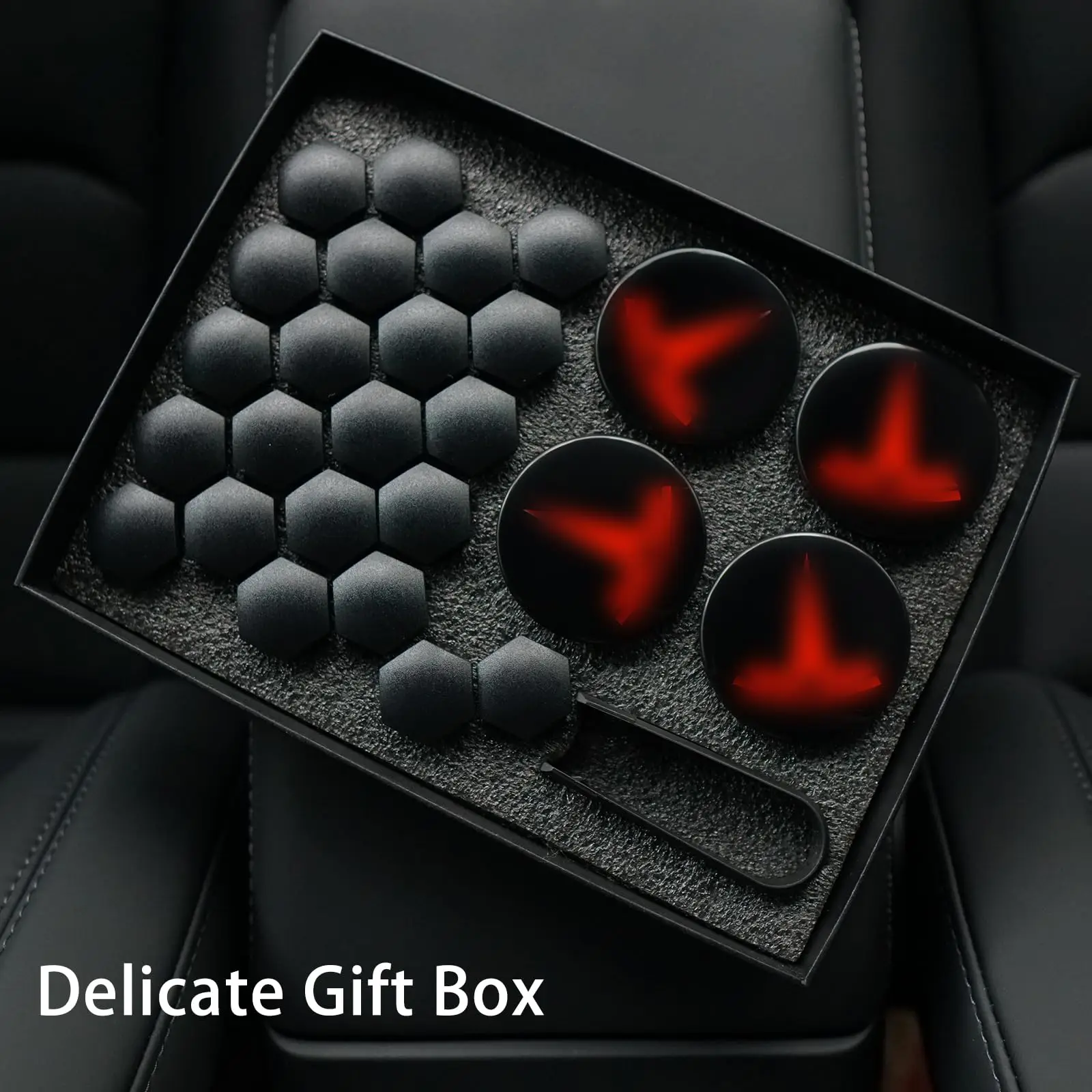 Hubcaps Accessories 4 Logo Emblem Caps 22 Black Lug Nut Covers Kit Car Wheel Center Hub Cap for Tesla Model 3 Model Y