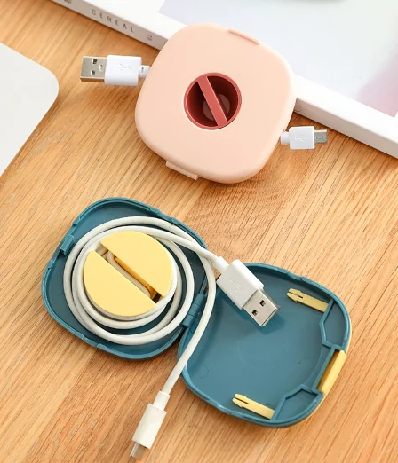 Multi-Purpose Portable Cable Management Box Data Storage Mobile Phone Charging Headphone Organizing with Phone Holder