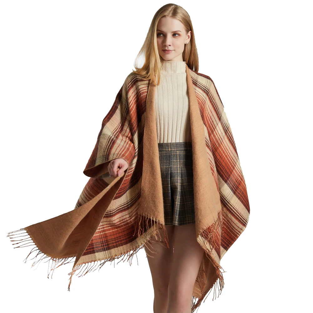 England Fashion Style  Double-sided Winter Warm Pashmina Scarf Shawl Tassel Scarves Shawls