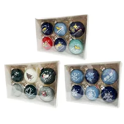 Wholesale Custom 8CM Ornaments 6Pcs Christmas Baubles Glass Christmas Ball For Xmas Tree Decoration