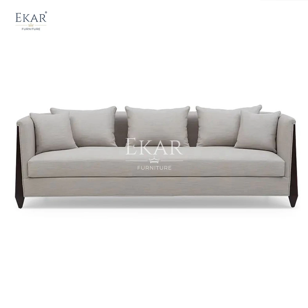 Classic living room furniture, elegant American style wooden leg fabric sofa, double seater sofa