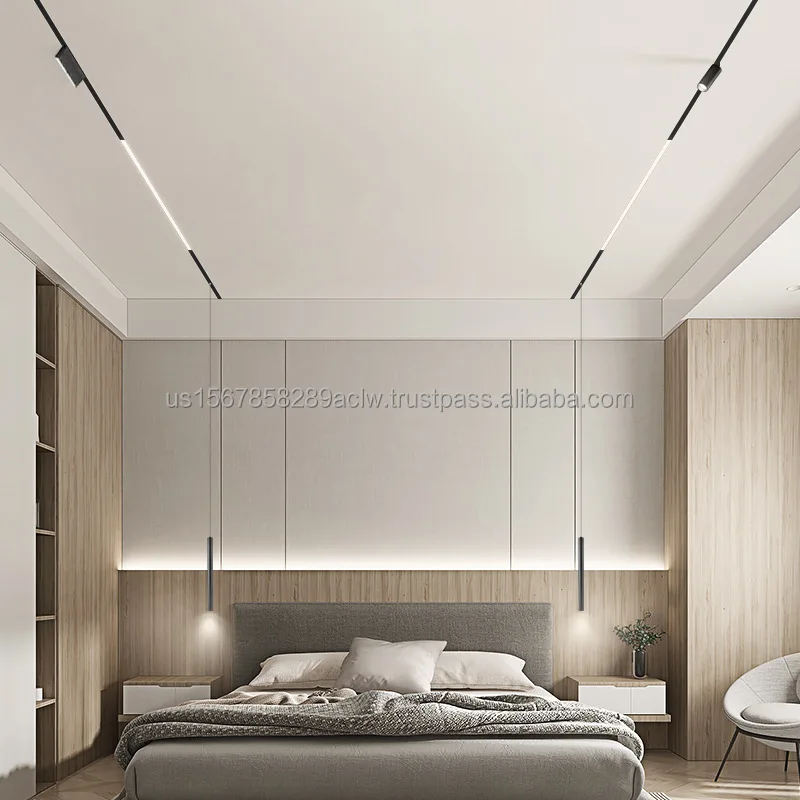 Hidden track strip light LED light track lighting system embedded with surface mounted magnetic absorption track spotlights