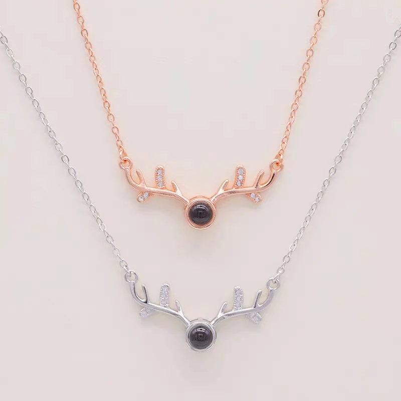 One hundred languages Silver 925 necklace best-selling antler projection necklace