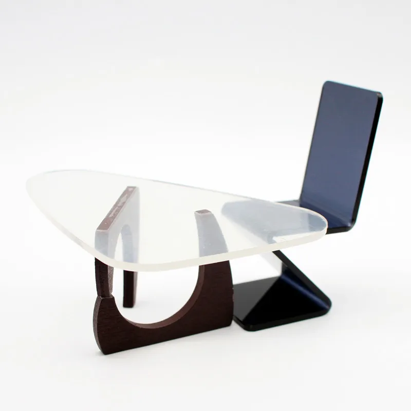 2024 new hot selling Dollhouse simulation acrylic table simple coffee table living room and office model decoration