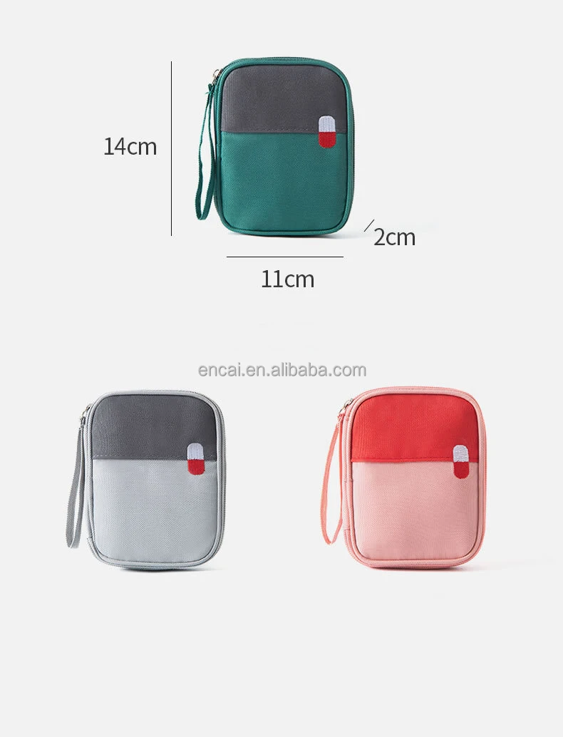 First Aid Bag Medication Organizer Emergency Empty Pouch Carrier Travel Medicine Pill Case with Handle Medical Embroidered Bags
