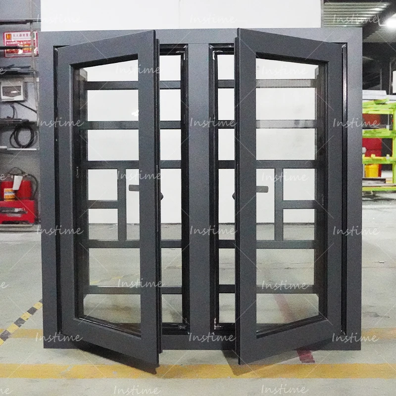 Instime Lead The Industry Competitive Price Wrought Iron Window Grill Design Resistant Double Glazed Aluminum Window For House