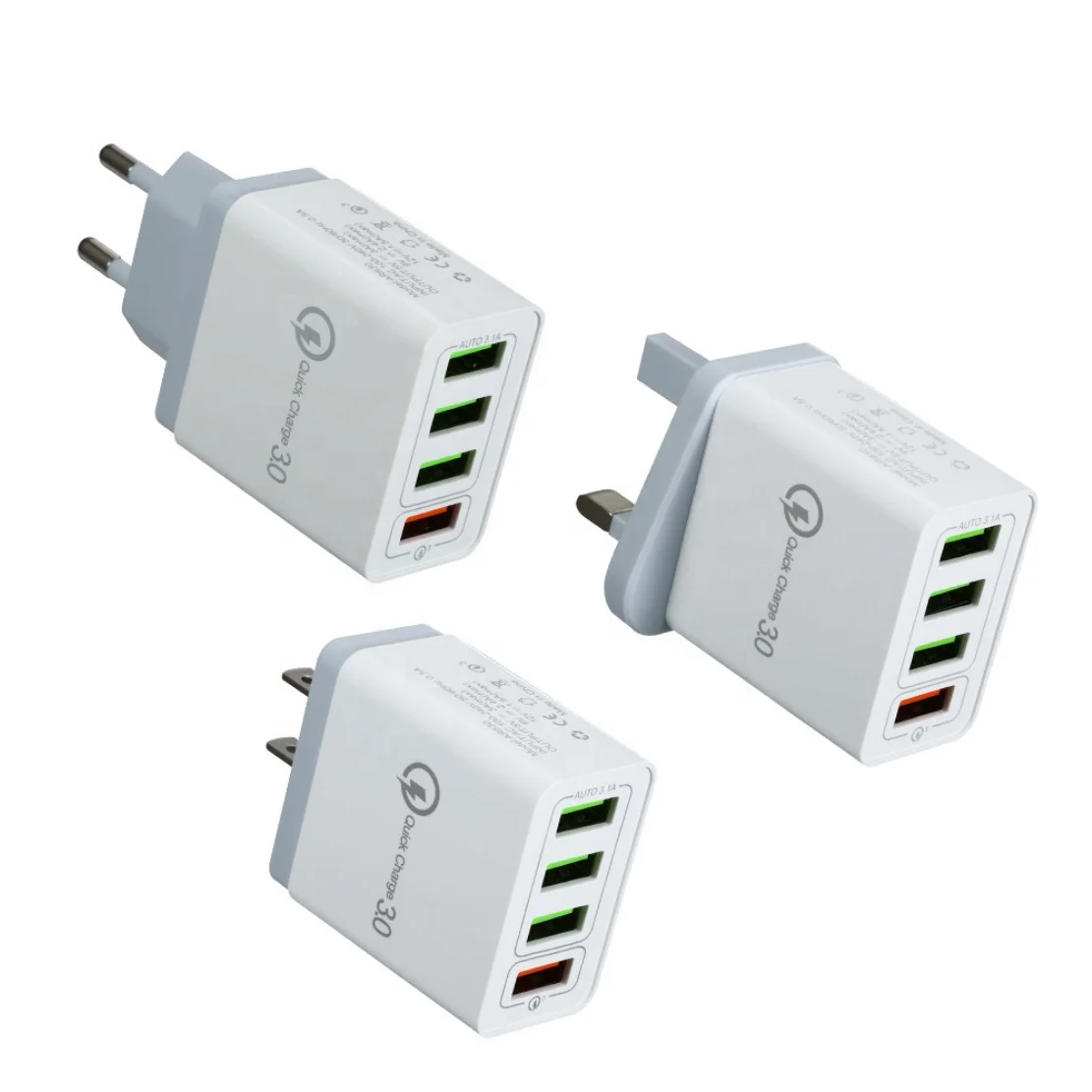 WIK-HT 4 порта USB QC3.0 Быстрая зарядка Зарядка адаптер 4in1 крепление настенное зарядное