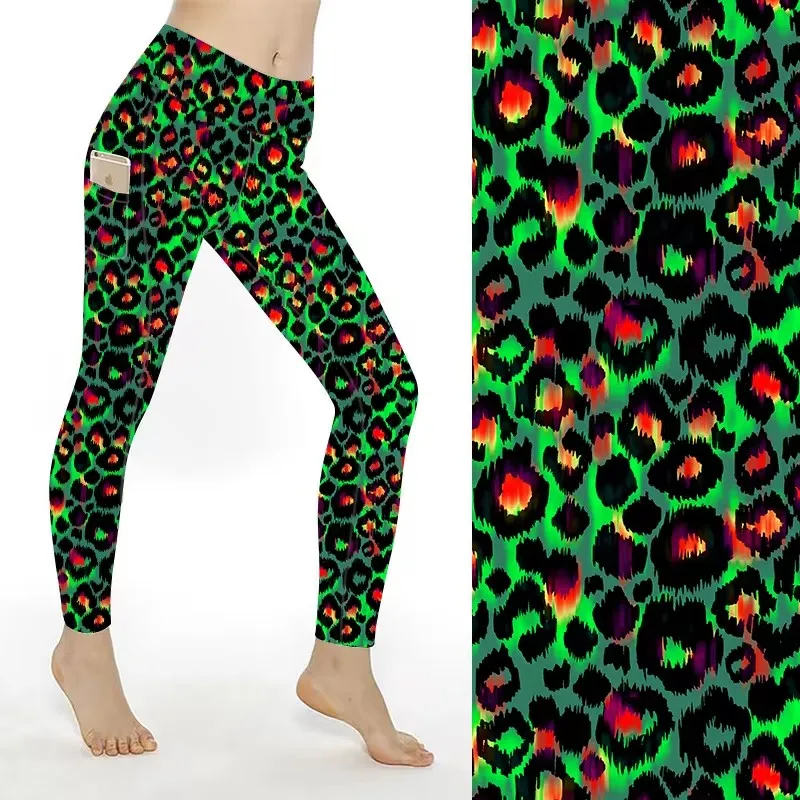 Buttery Soft Double Side Brushed Hybrid Rainbow Custom Skull Digital Printed High Waist Leggings With Pockets